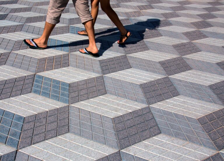 Floor tile design in the style of M.C. Escher in Barcelona Spa