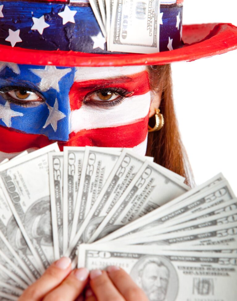 rich american woman with the usa flag painted on h 2025 10 13 03 32 46 utc